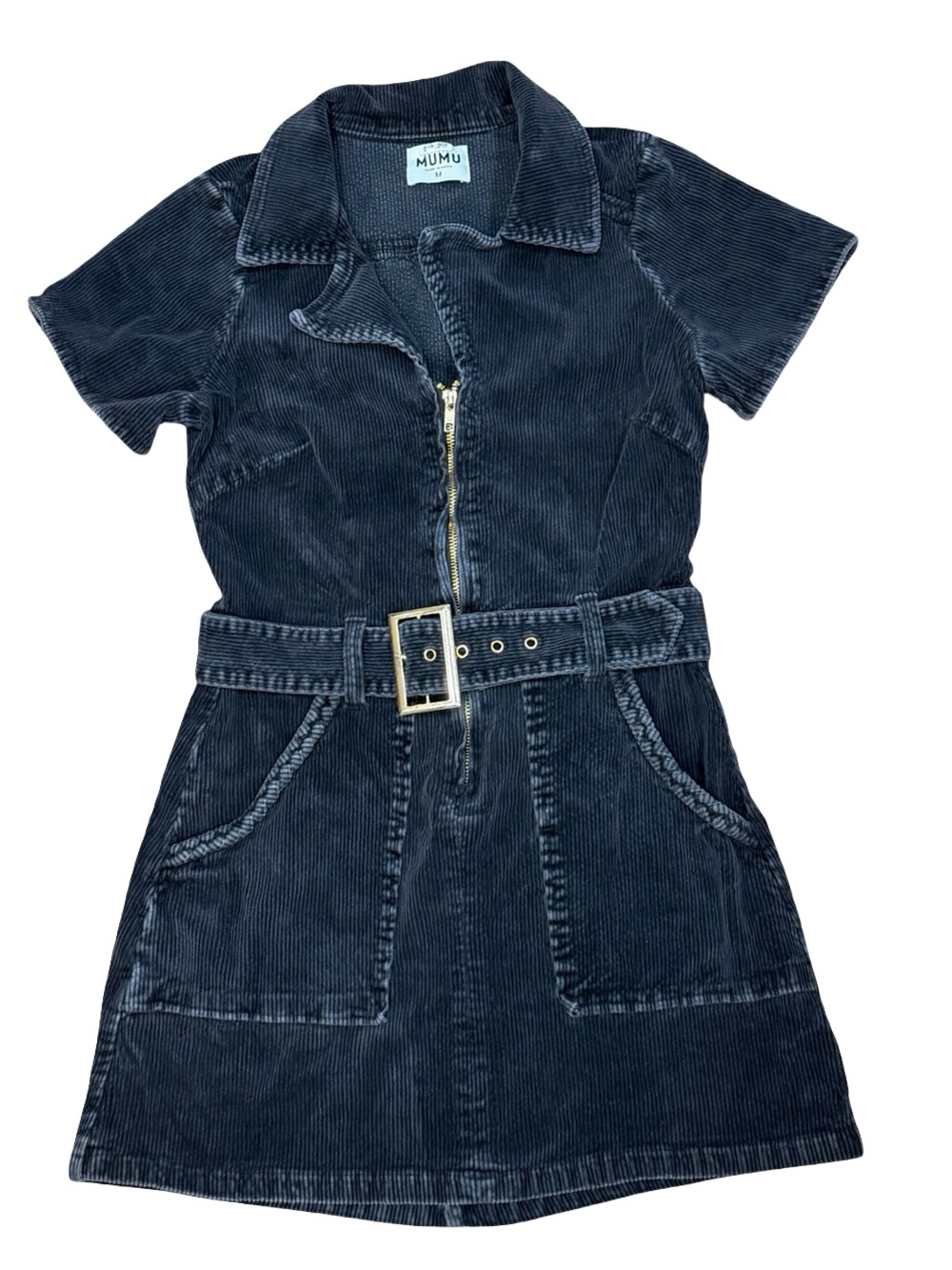 🖤 Show Me Your Mumu Outlaw Dress Black Corduroy Mini Dress Size Medium